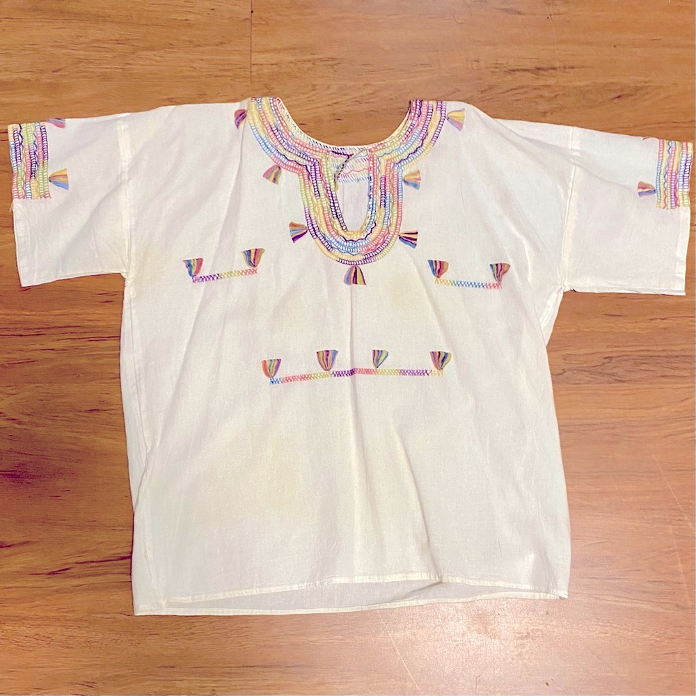 Vintage Embroidered Homespun Summer Blouse
